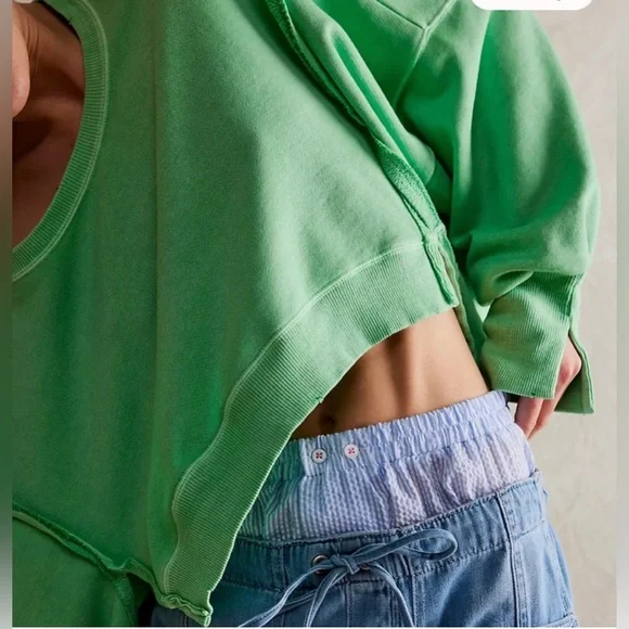 Free People We The Free Cropped Camden Sweatshirt in Meadow Size XL NEW $78.00 - Picture 4 of 16